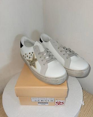 S85 Sneakers Donna Stella Glitter Bianco/Oro