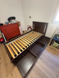 Letto Ikea Songesand testa di moro 90x200 cassetti