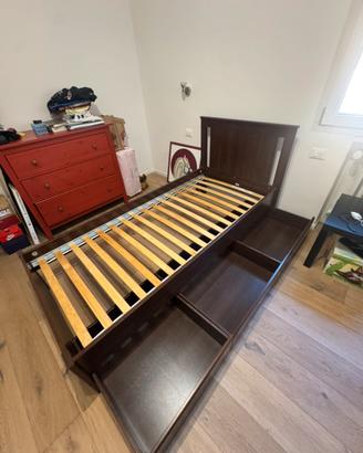Letto Ikea Songesand testa di moro 90x200 cassetti