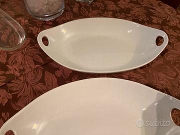 Vassoi ceramica bianca grandi con manici