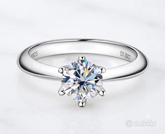 Anello in Argento con Moissanite 1 CT