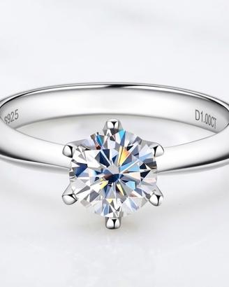 Anello in Argento con Moissanite 1 CT