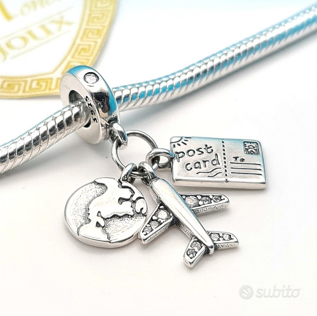 Bracciale Miami WearTravelers In Argento 925 Con Aereo E Zirconi - Regalo Per Donna Viaggiatrice, 19 Cm Regolabile