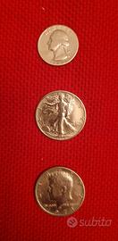 1944 dollaro USA 1/2 e 1943 1/4 + Kennedy