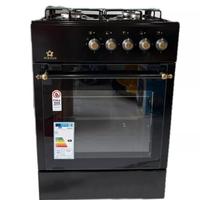 CUCINA A GAS 4 FUOCHI CON FORNO A GAS NERA RUSTICA