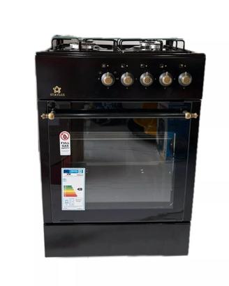 CUCINA A GAS 4 FUOCHI CON FORNO A GAS NERA RUSTICA