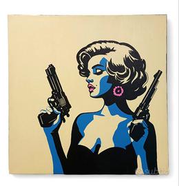 Dipinto tela Marilyn Monroe pop art pistole