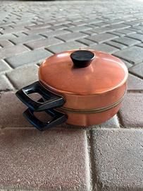 Piastra vintage in rame e ceramica - anni 80