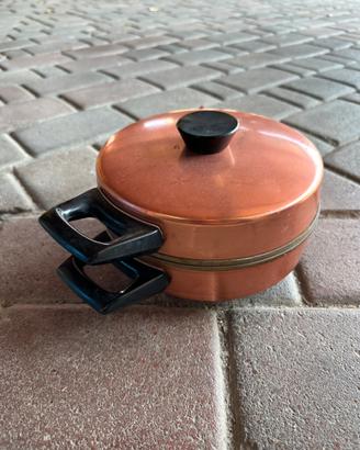 Piastra vintage in rame e ceramica - anni 80