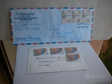 Francobolli su busta e cartolina Gucci Roma