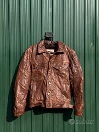 Giacca pelle con imbottitura interna vintage