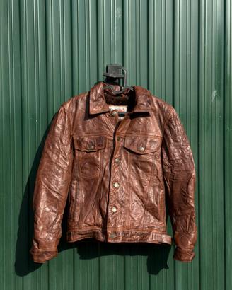 Giacca pelle con imbottitura interna vintage