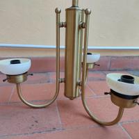 Lampadario a sospensione in ottone satinato anni70