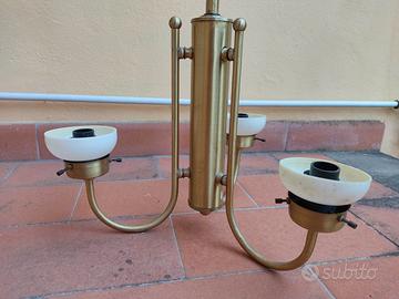 Lampadario a sospensione in ottone satinato anni70