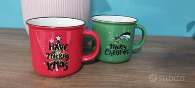 Set 2 tazze Natale rosse e verdi