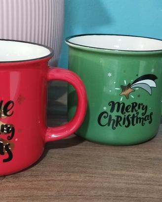 Set 2 tazze Natale rosse e verdi