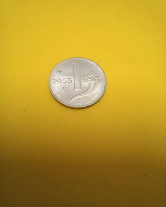 Moneta 1 Lira Cornucopia del 1955, buono stato -