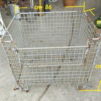 Carrello cestone in ferro porta legna o pellet