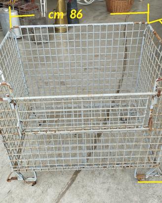 Carrello cestone in ferro porta legna o pellet