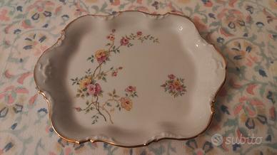 Vassoio porcellana Limoges rose filo oro