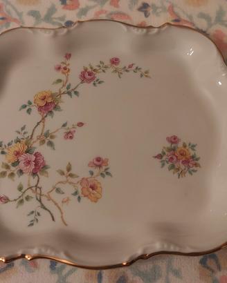 Vassoio porcellana Limoges rose filo oro