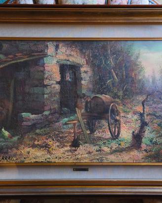 Quadro Olio su Tela Rustico Cecina Ivo Cerrai 1972