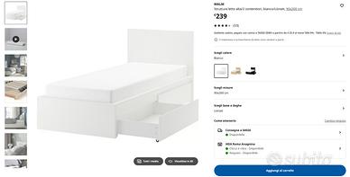 Malm Ikea - letto + cassetti + materasso