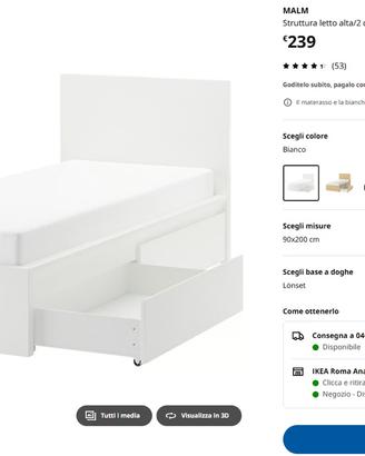 Malm Ikea - letto + cassetti + materasso