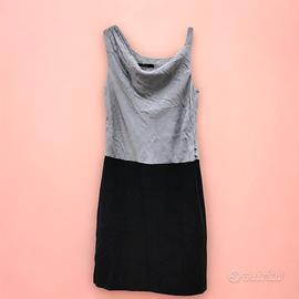 Vestito tubino elegante bicolor lino donna 44 M L