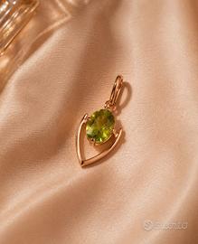 Pendente oro rosa 14k e peridoto naturale