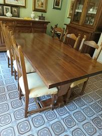 Tavolo da pranzo in legno massello+6 sedie anni 80
