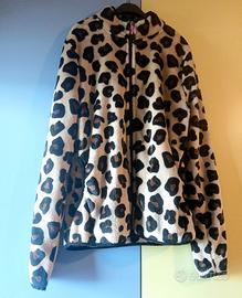 Felpa in pile con stampa animalier 