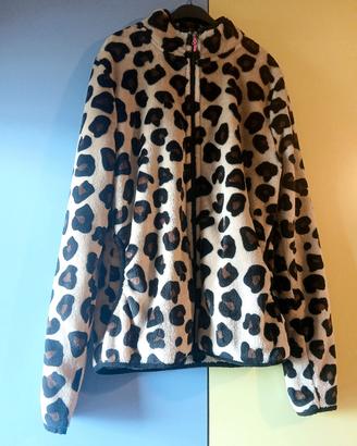 Felpa in pile con stampa animalier 