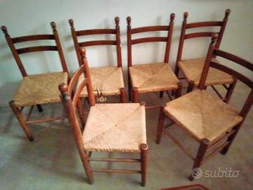 6 sedie impagliate