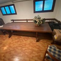 Tavolo tavola grande giro panca legno taverna casa