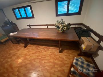 Tavolo tavola grande giro panca legno taverna casa