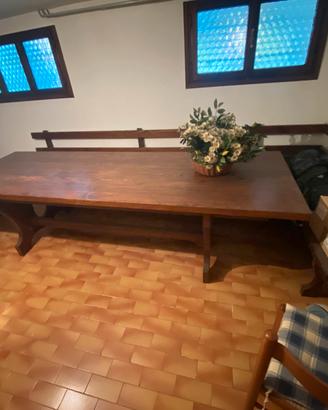 Tavolo tavola grande giro panca legno taverna casa
