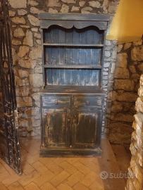 Credenza azzurra decapata due elementi