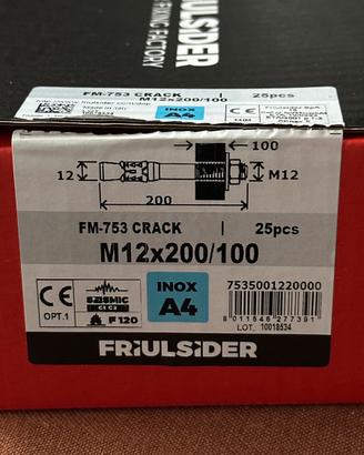 Tasselli FM-753 CRACK M12x200mm - 25pz INOX A4