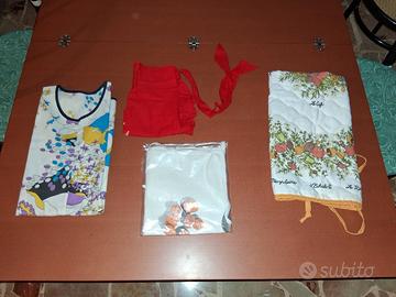 Lotto 3 Grembiuli  puro Cotone + Camice da Cucina