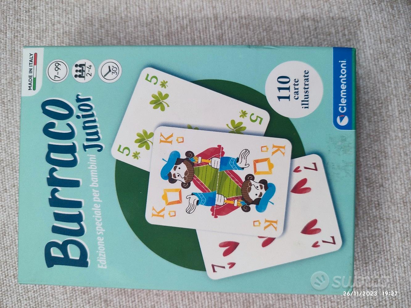 Clementoni- Carte da Gioco-Burraco Junior-Made in Italy-Giochi per