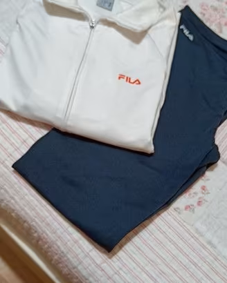 Fila / tuta donna tg L/ pantalone blu/ giacca bian