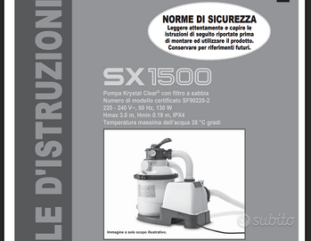 POMPA PER PISCINA INTEX SX1500 NUOVA
