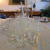 5 Flute di cristallo con vaso portaghiaccio 
