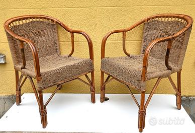 Poltrone Poltroncine di bambù e corda anni ’50-’60