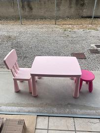 Tavolino sedia sgabello per bambini