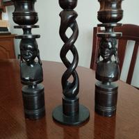 porta candele africani legno nero