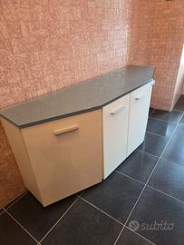 MOBILE "BASSO" BIANCO TOP VETRO