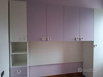 Armadio ponte cameretta bianco/lilla