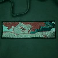 Felpa verde custom ricamo lucifero – pezzo unico